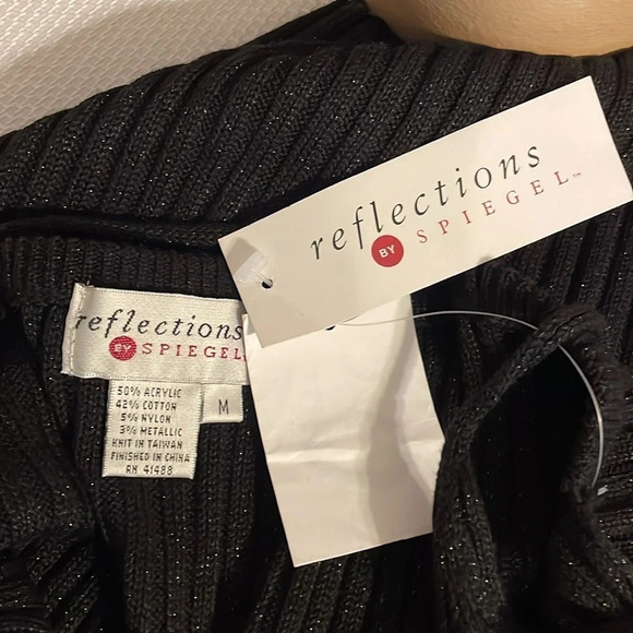 Spiegel women’s dress medium 8 10 knit black sparkle stretch midi sweater fitted - Picture 5 of 7